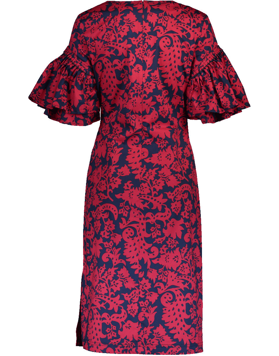 OSCAR DE LA RENTA-Pencil Wrap Dress-NVY/GRNT