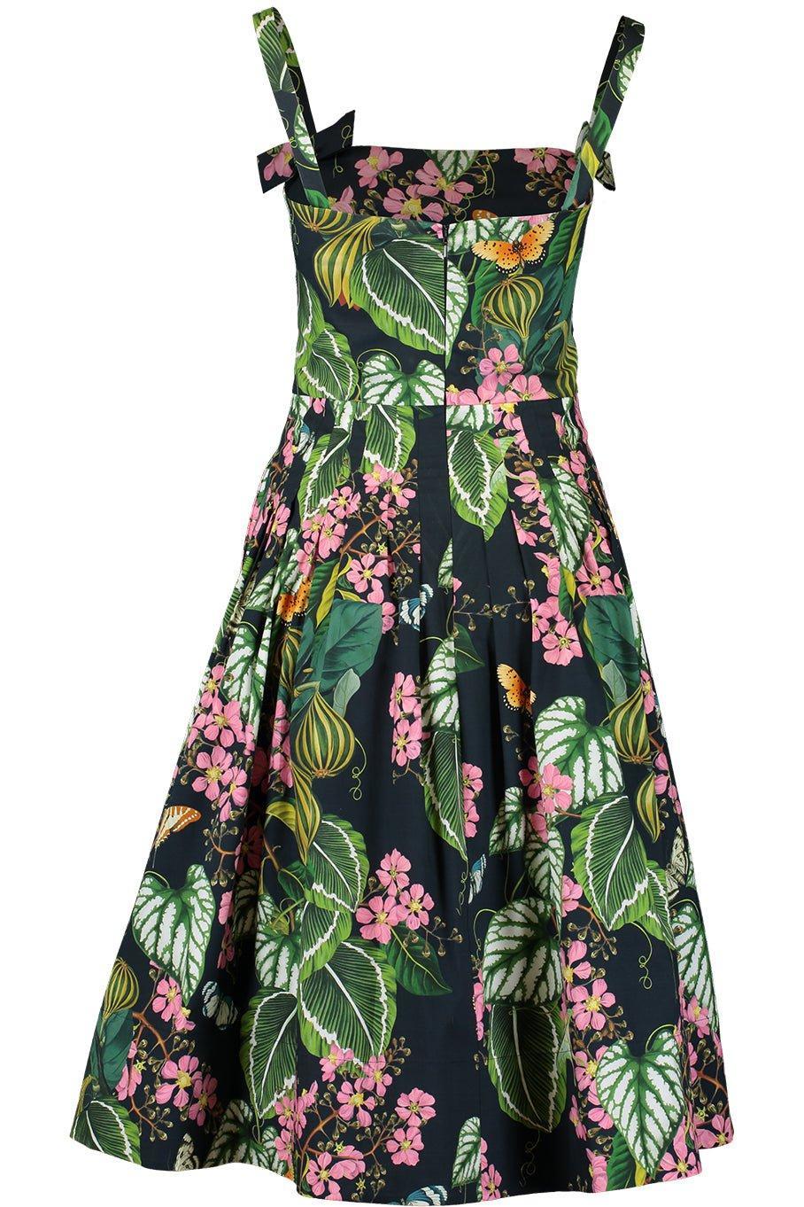 OSCAR DE LA RENTA-Sleeveless Cutout Mixed Botanical Dress-