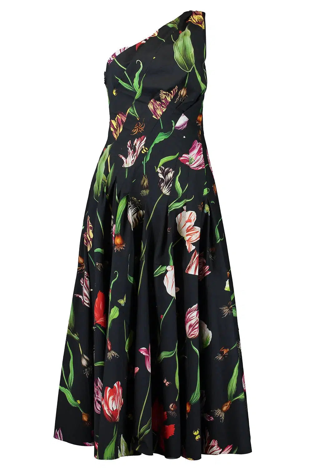 OSCAR DE LA RENTA-One Shoulder Tulip Mania Maxi-