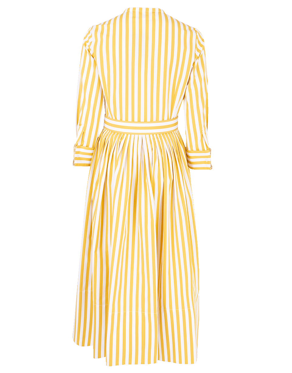 OSCAR DE LA RENTA-Belted Striped Shirt Dress-OCHRE