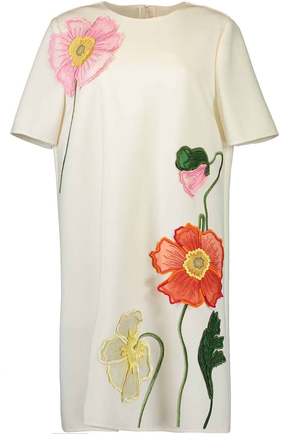 OSCAR DE LA RENTA-Painted Poppies Shift Dress - Ivory-