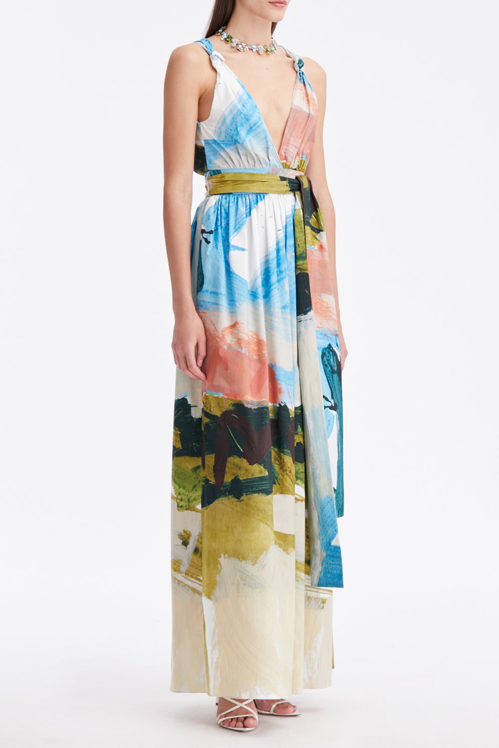 OSCAR DE LA RENTA-Landscape Tie Maxi Dress-