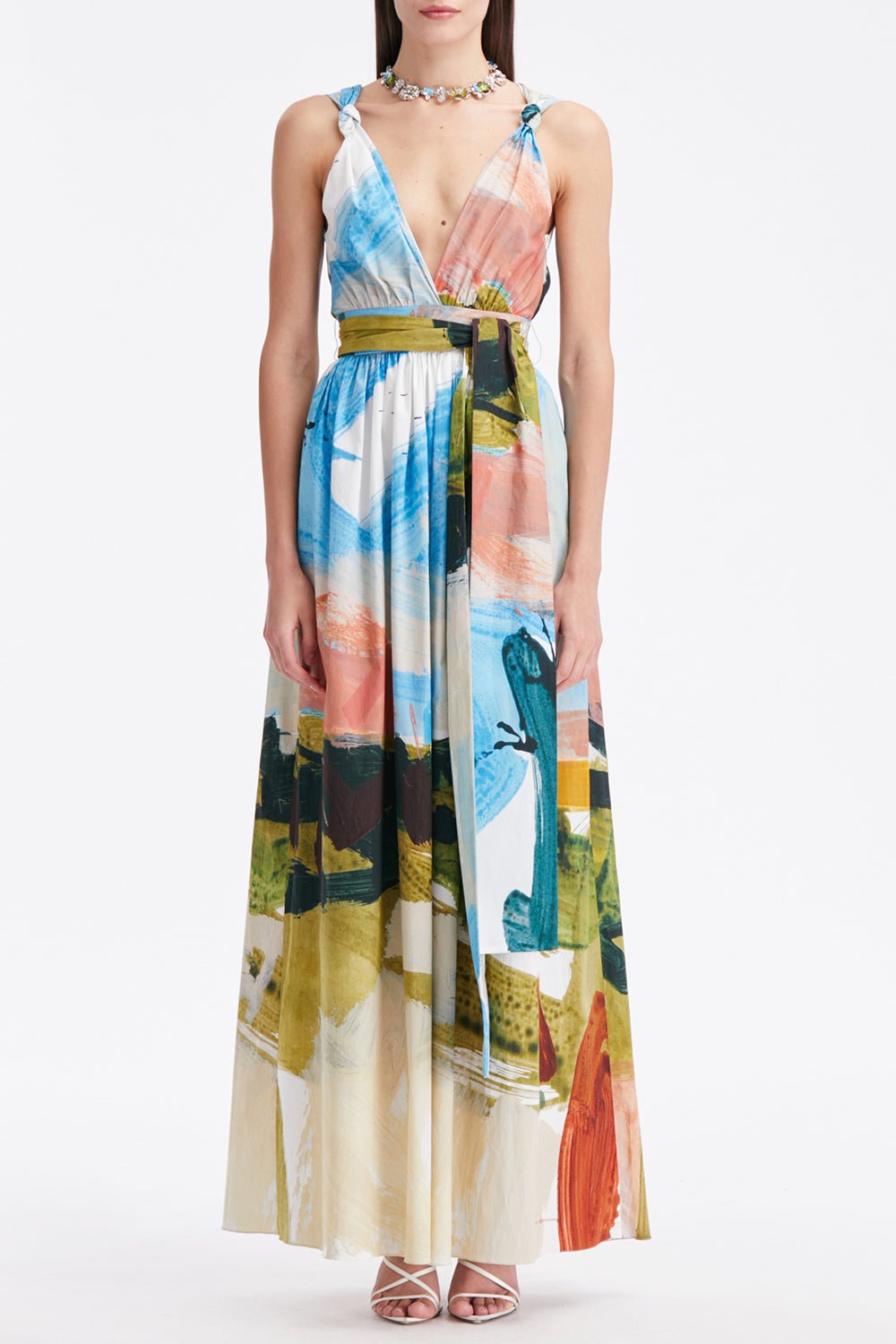 OSCAR DE LA RENTA-Landscape Tie Maxi Dress-