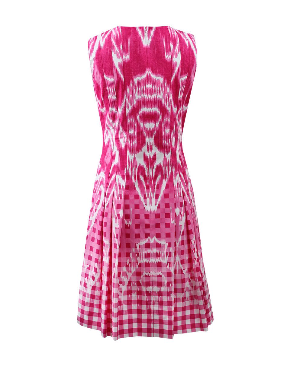 OSCAR DE LA RENTA-Gingham Ikat Drop Waist Dress-