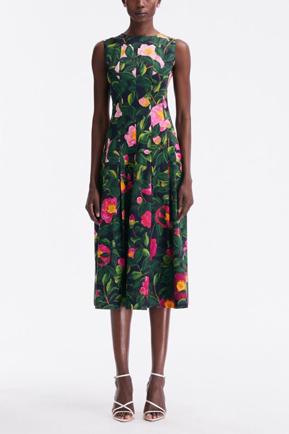 OSCAR DE LA RENTA-Camellia Poplin Midi Dress-