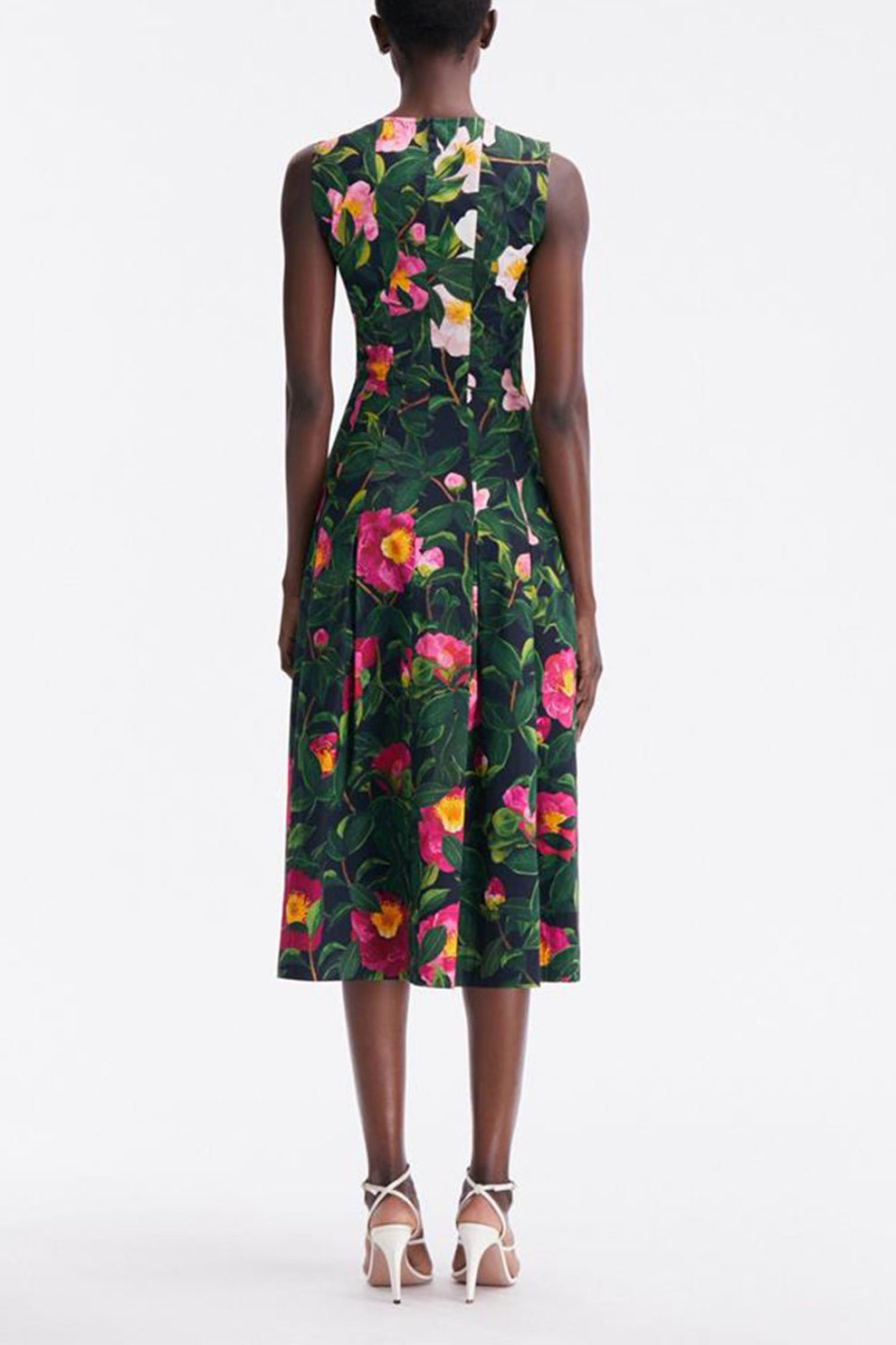 knee length dresses for ladies Rixo Midi Dress Camellia Floral Print Pleated Silk Size Small Long Sleeve V-Neck