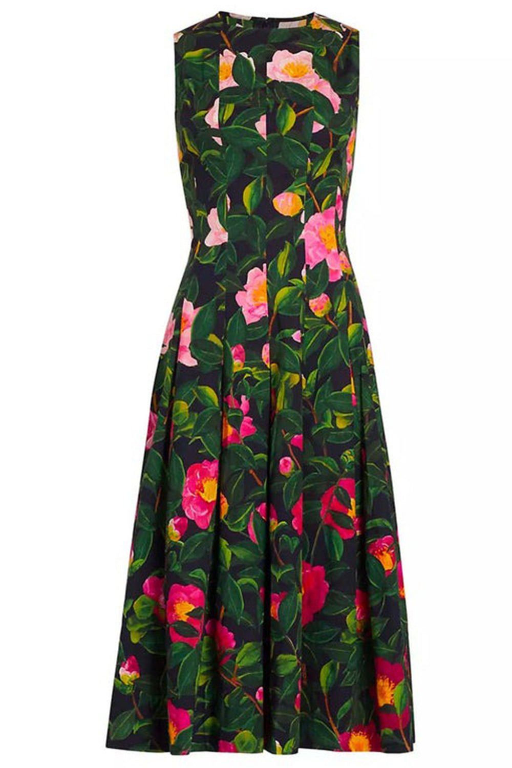 OSCAR DE LA RENTA-Camellia Poplin Midi Dress-