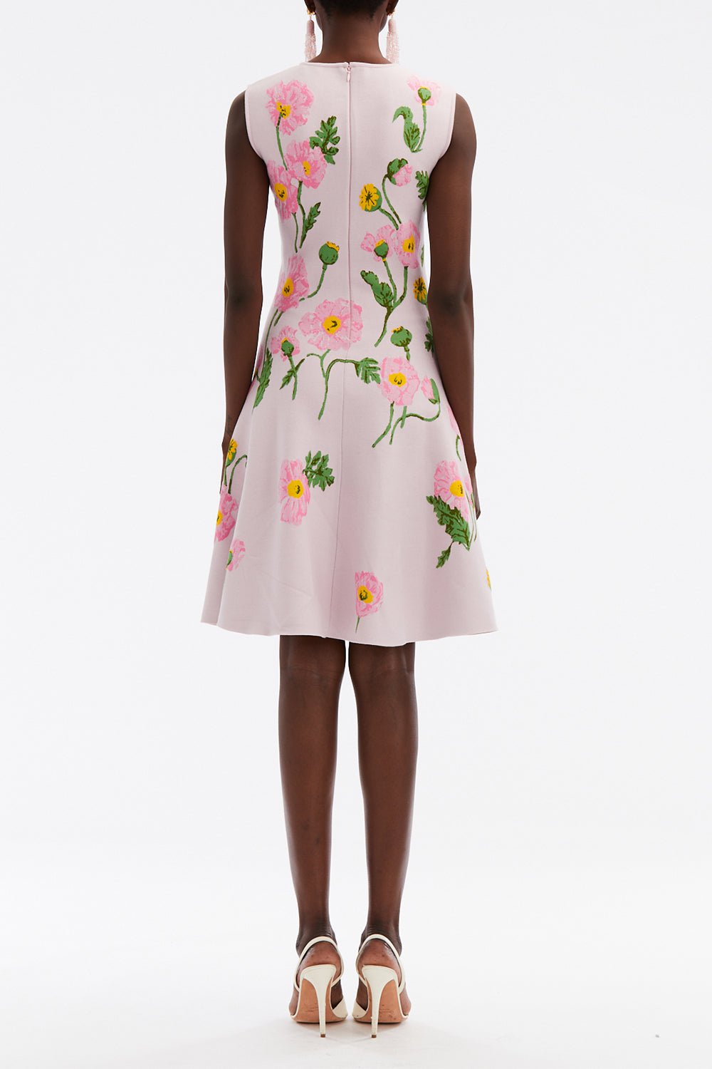 OSCAR DE LA RENTA-Printed Poppies Fit And Flare Dress-