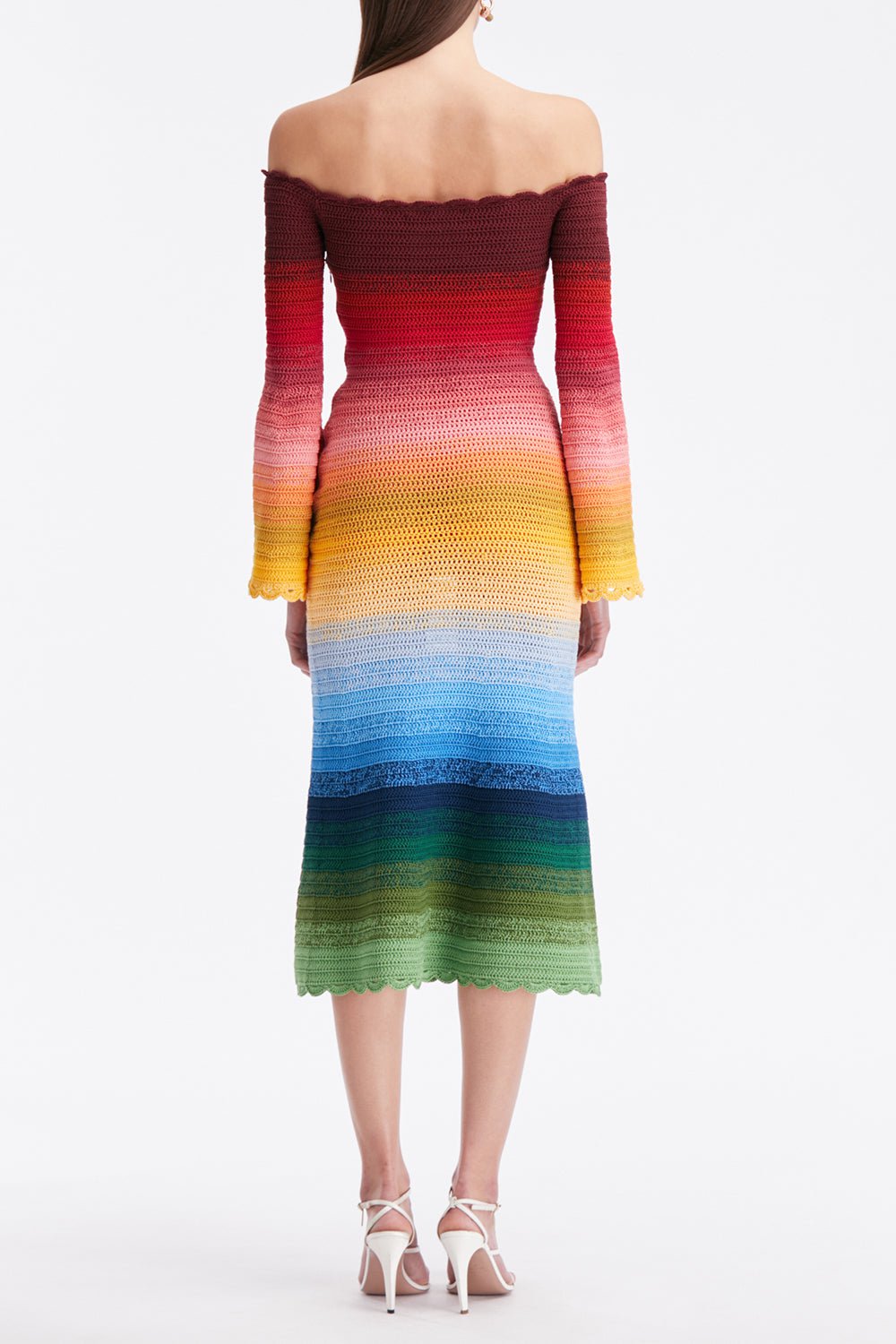 OSCAR DE LA RENTA-Off Shoulder Ombre Dress-RAINBOW