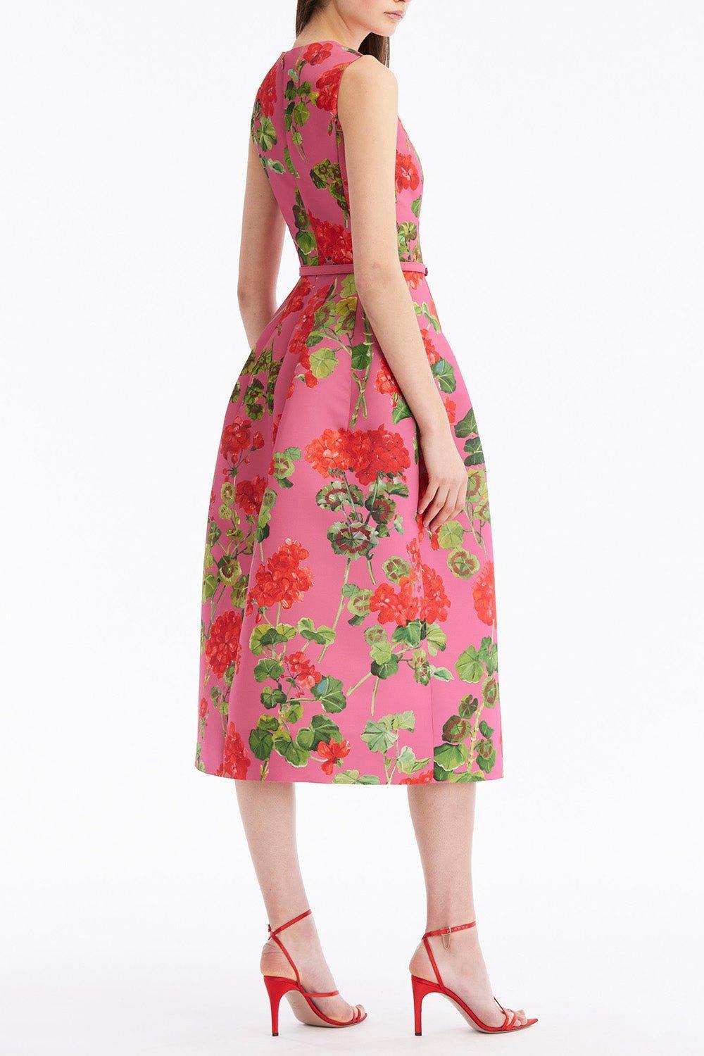 OSCAR DE LA RENTA-Jewel Neck Geranium Faille Dress-