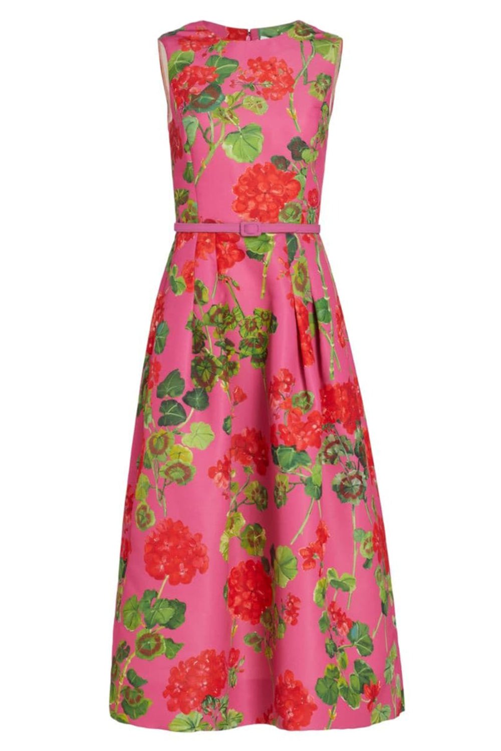 OSCAR DE LA RENTA-Jewel Neck Geranium Faille Dress-