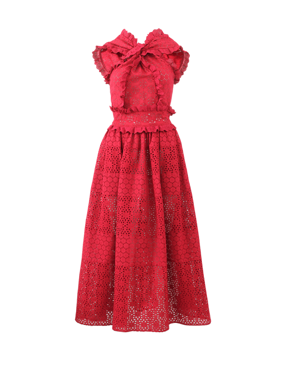 OSCAR DE LA RENTA-Cross Front Lace Dress-