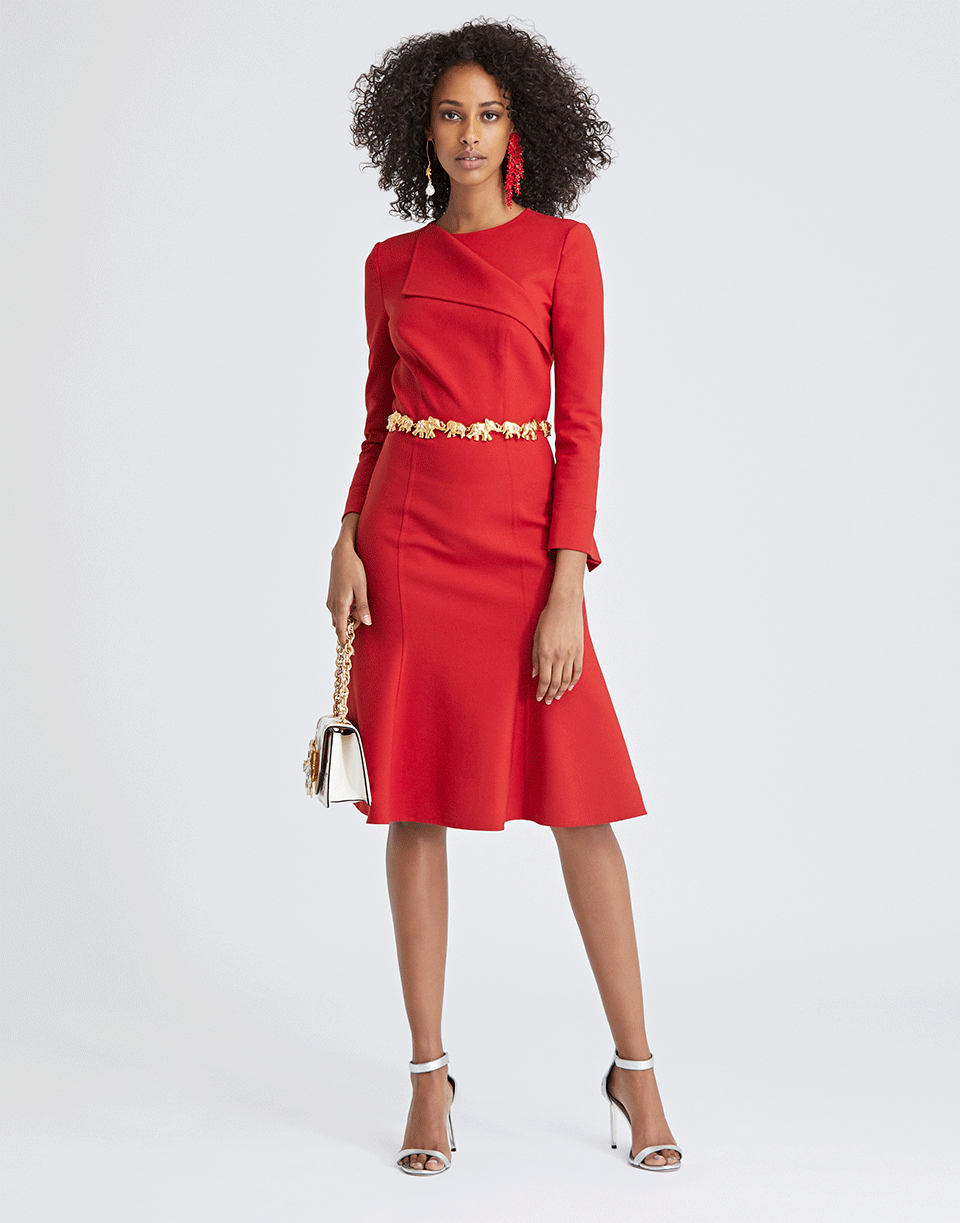 OSCAR DE LA RENTA-Double-Face Stretch-Wool Dress-