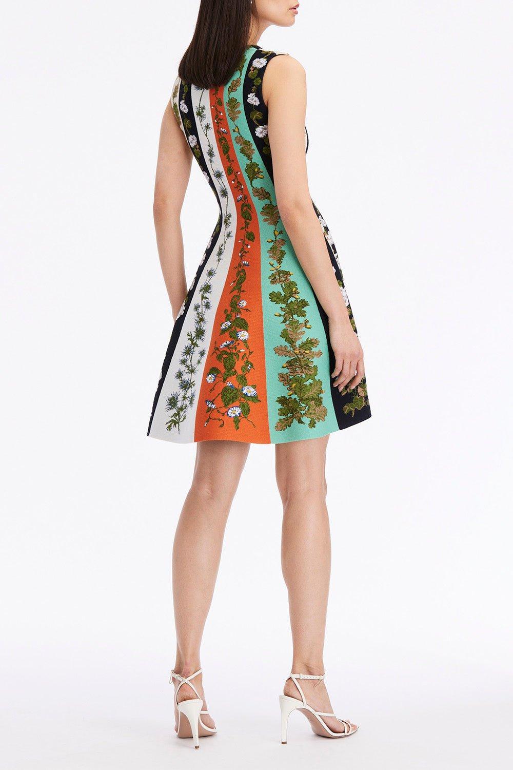 OSCAR DE LA RENTA-Botanical Stripe Dress-