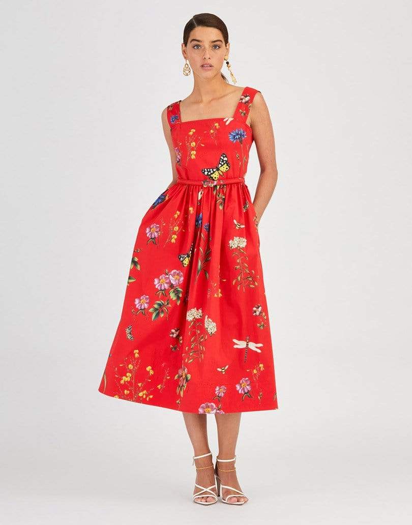 OSCAR DE LA RENTA-Poplin Floral Dress-