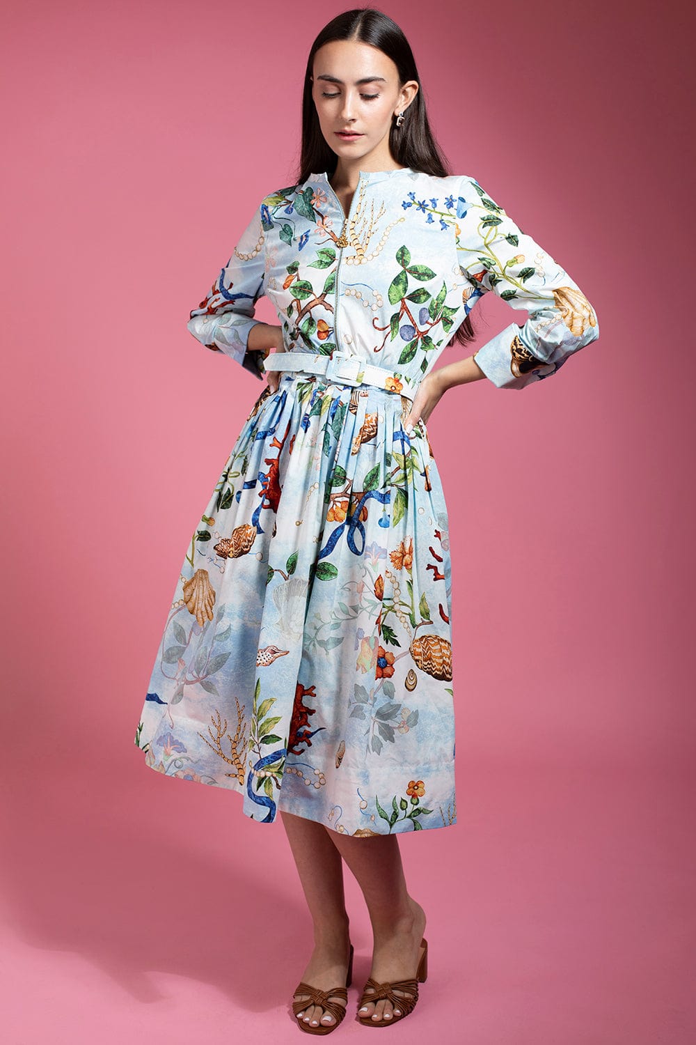 OSCAR DE LA RENTA-Zip Front Pietre Dure Dress-