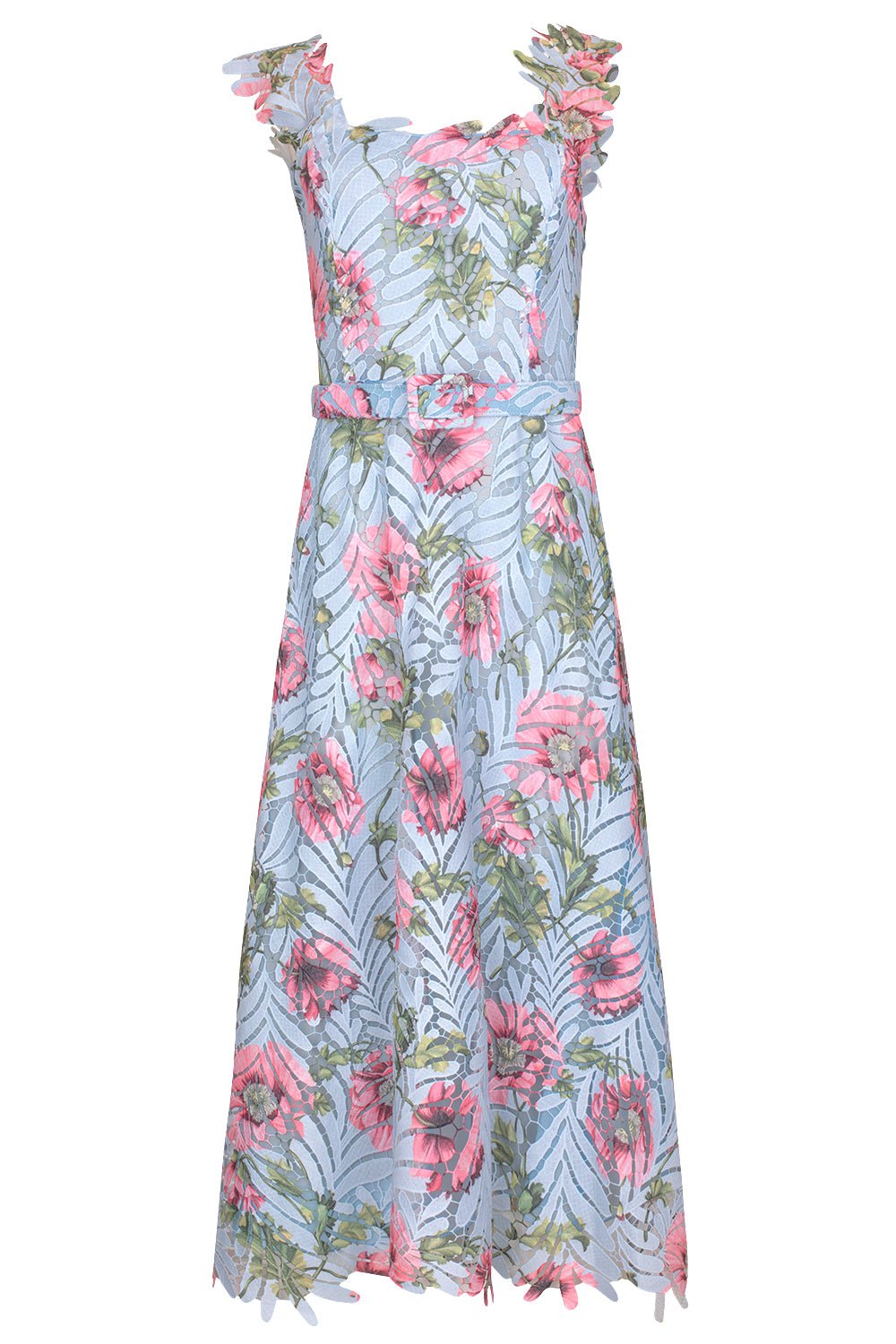 OSCAR DE LA RENTA-Sleeveless Poppies Printed Dress-