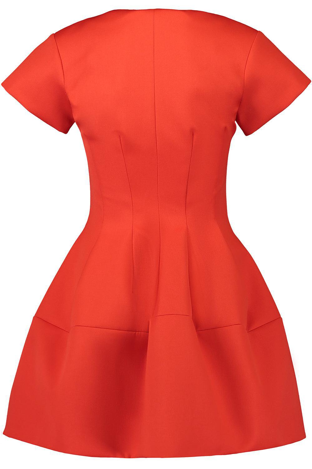 Cap Sleeve Mini Dress-VERMILLION-4-CLOTHINGDRESSCASUAL-OSCAR DE LA RENTA