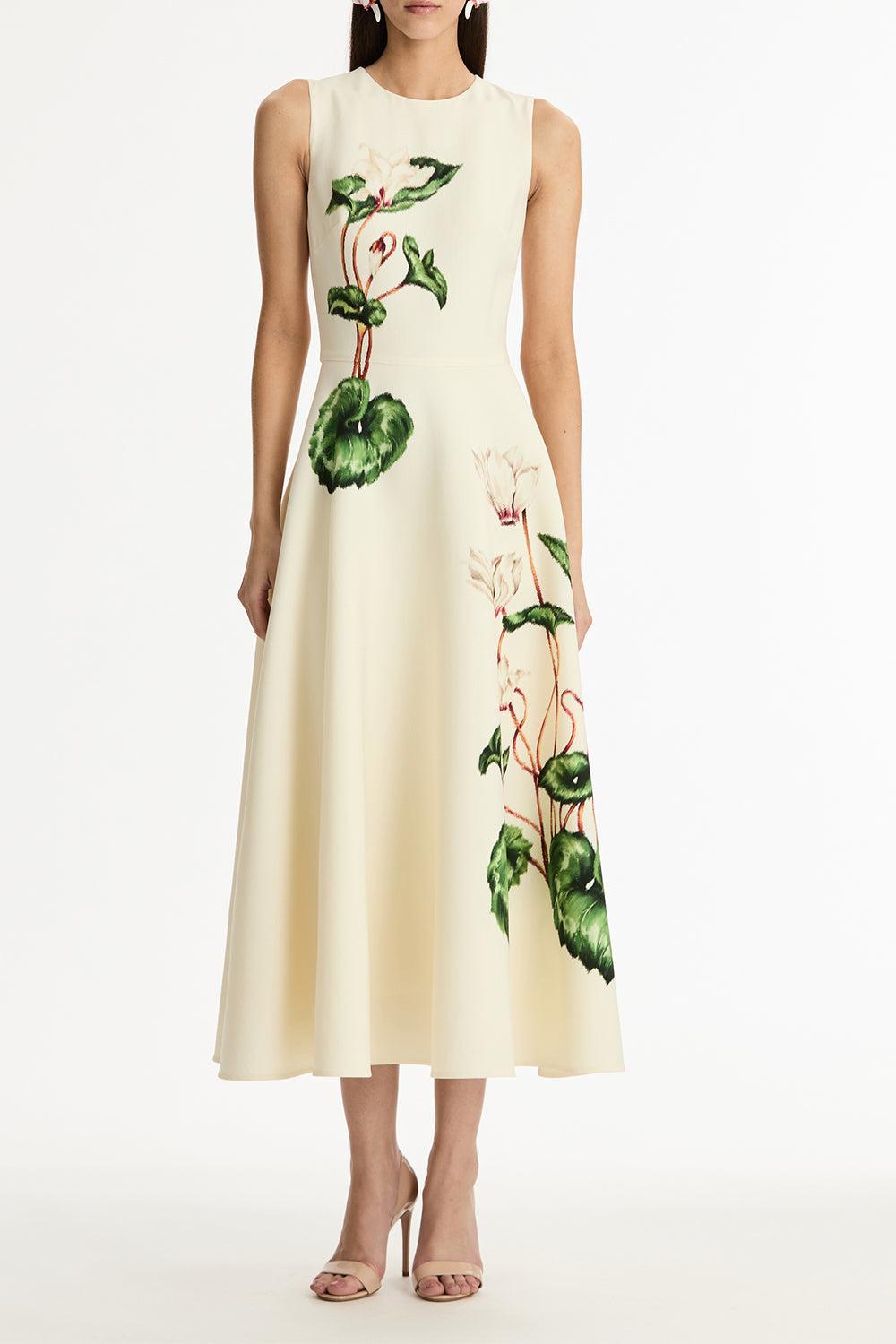 Sleevess Day Dress-WHITE-4-CLOTHINGDRESSCASUAL-OSCAR DE LA RENTA