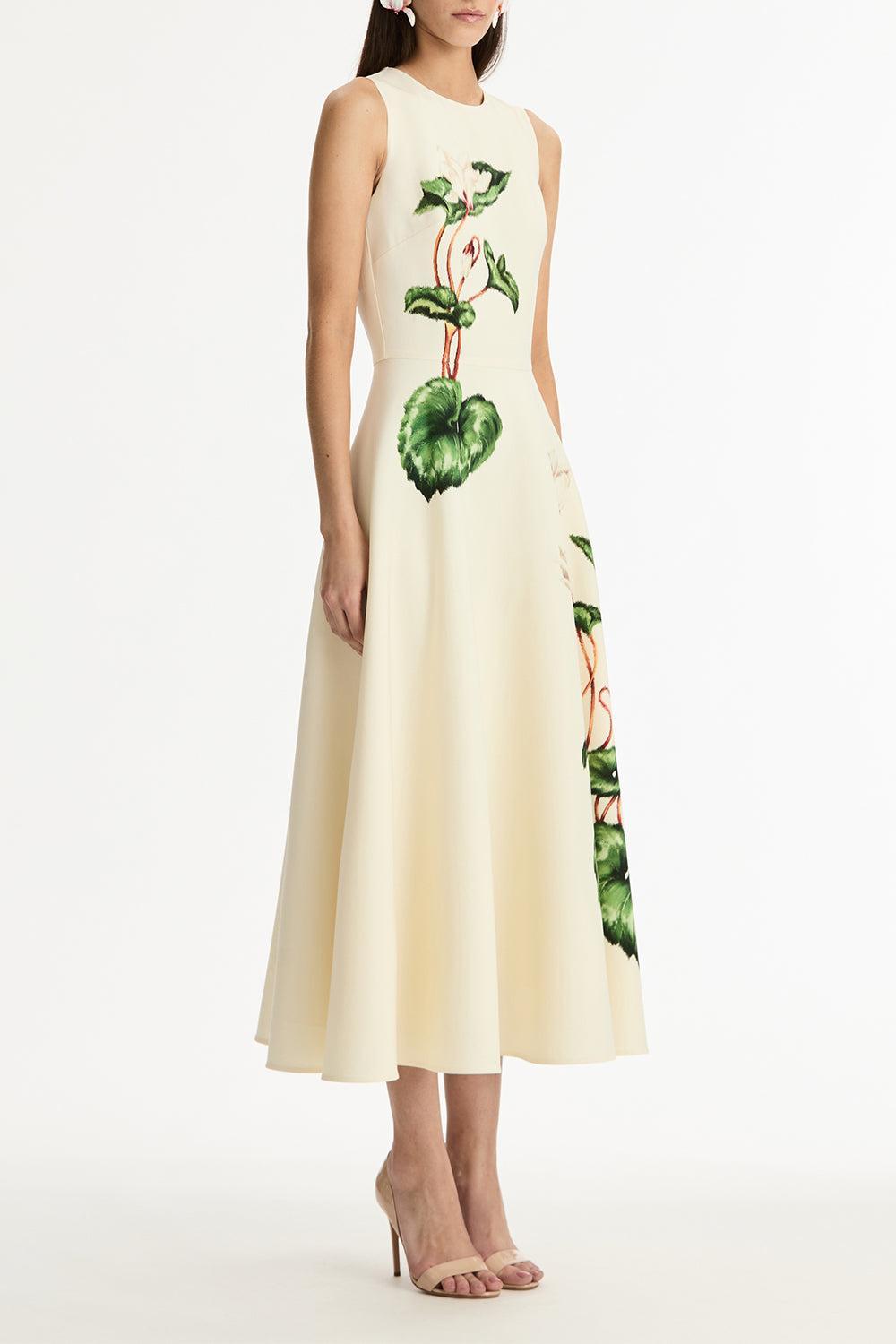 Sleevess Day Dress-WHITE-4-CLOTHINGDRESSCASUAL-OSCAR DE LA RENTA