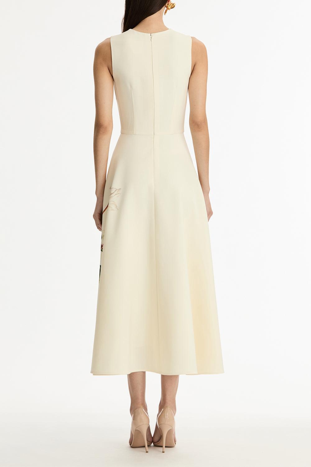 Sleevess Day Dress-WHITE-4-CLOTHINGDRESSCASUAL-OSCAR DE LA RENTA