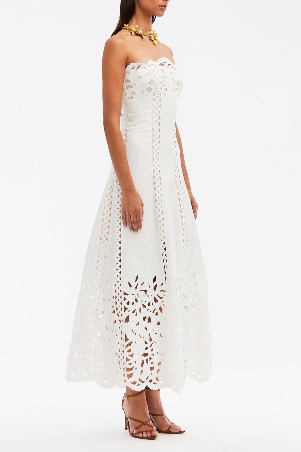 Strapless Floral A Line Dress | OSCAR DE LA RENTA Marissa Collections Strapless Floral A Line Dress | OSCAR DE LA RENTA Marissa Collections