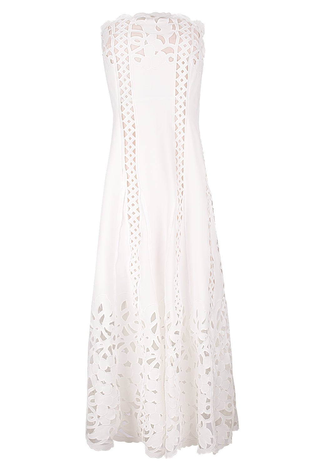 OSCAR DE LA RENTA-Strapless Floral A Line Dress-WHITE