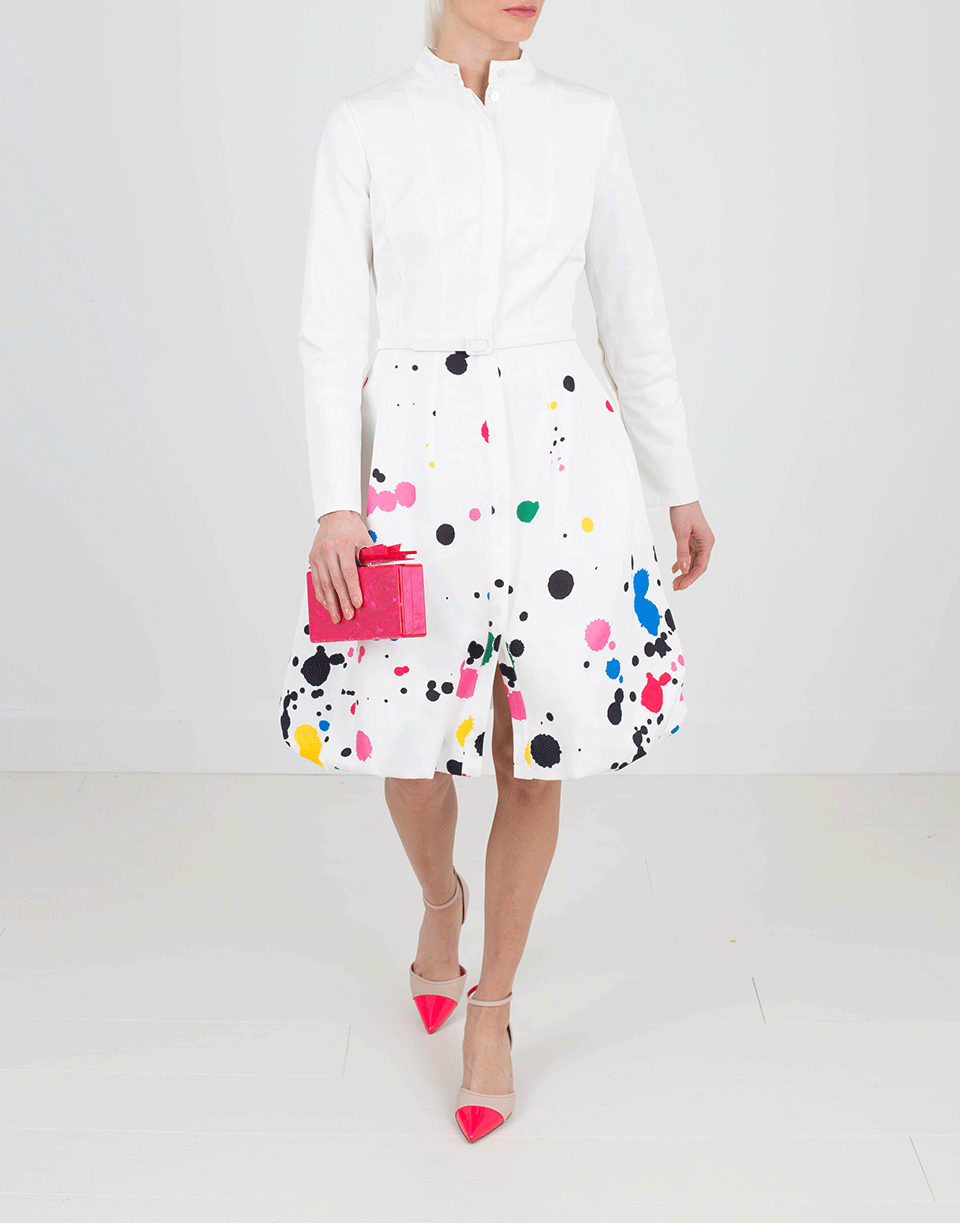 OSCAR DE LA RENTA-Paint Splatter Dress-WHITE