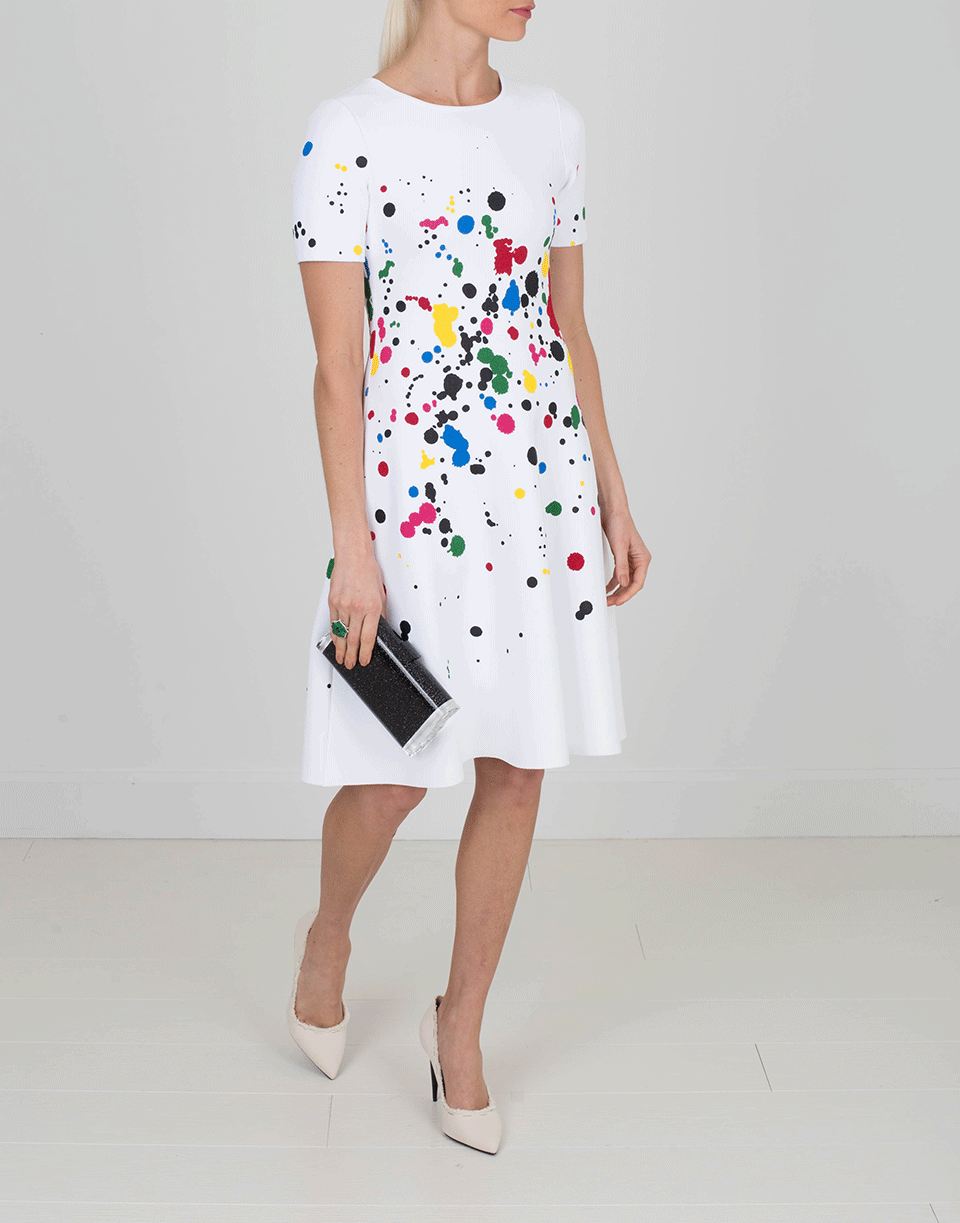 OSCAR DE LA RENTA-Paint Splatter Knit Dress-