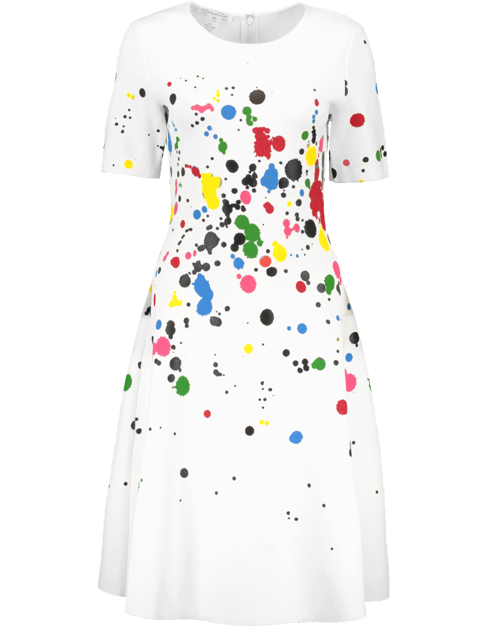 OSCAR DE LA RENTA-Paint Splatter Knit Dress-