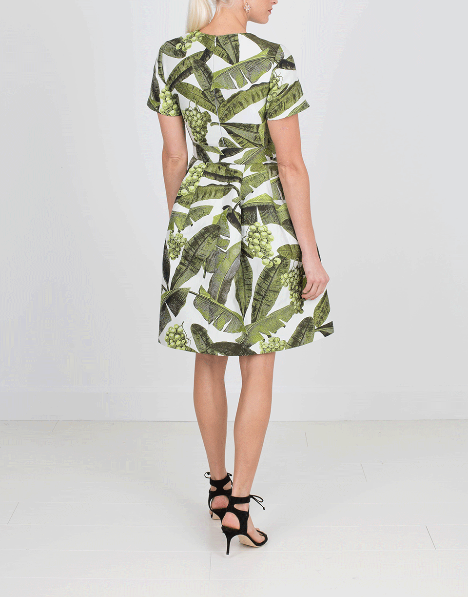 OSCAR DE LA RENTA-Banana Leaf Jacquard Dress-