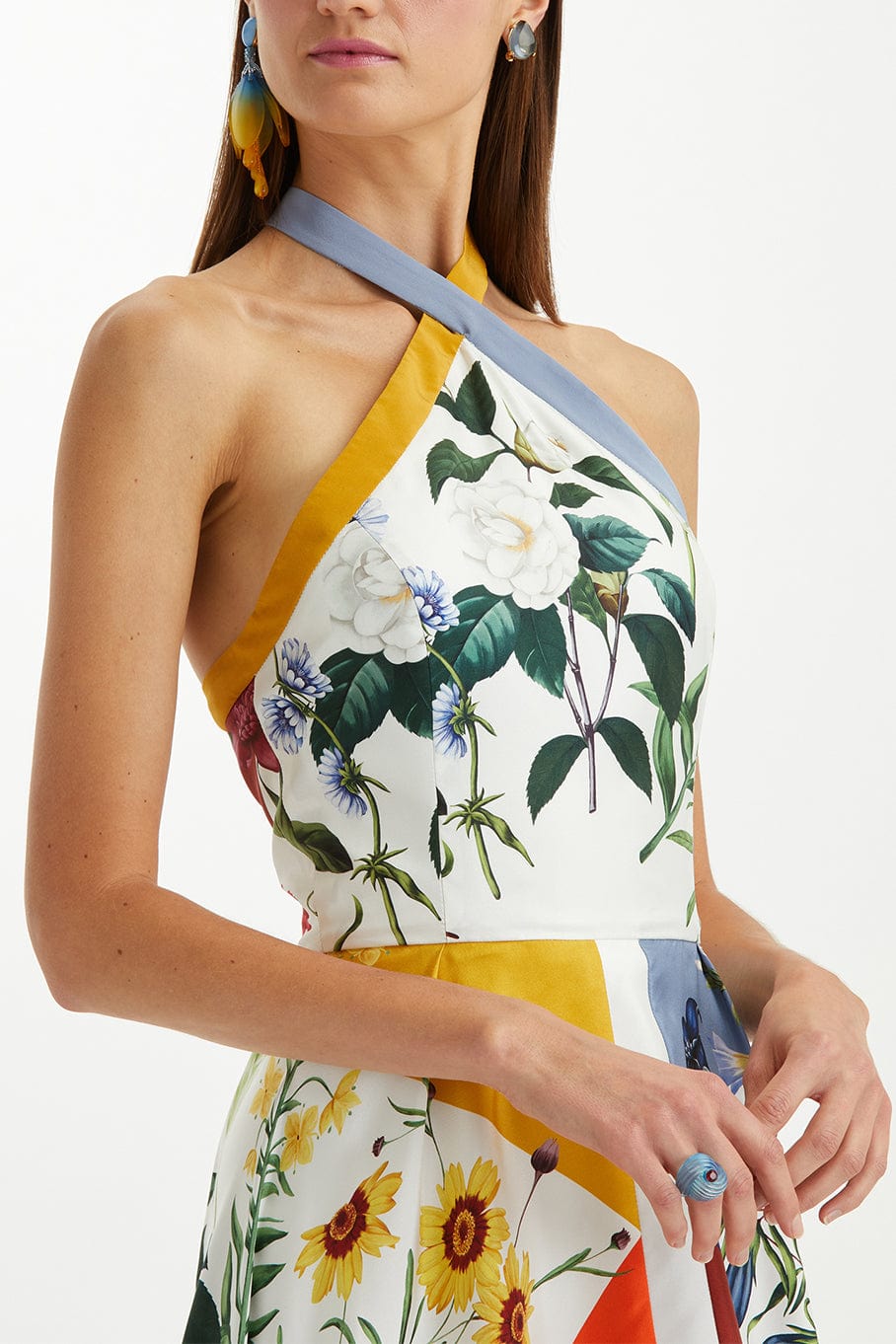OSCAR DE LA RENTA-Halter Neck Handkerchief Dress-