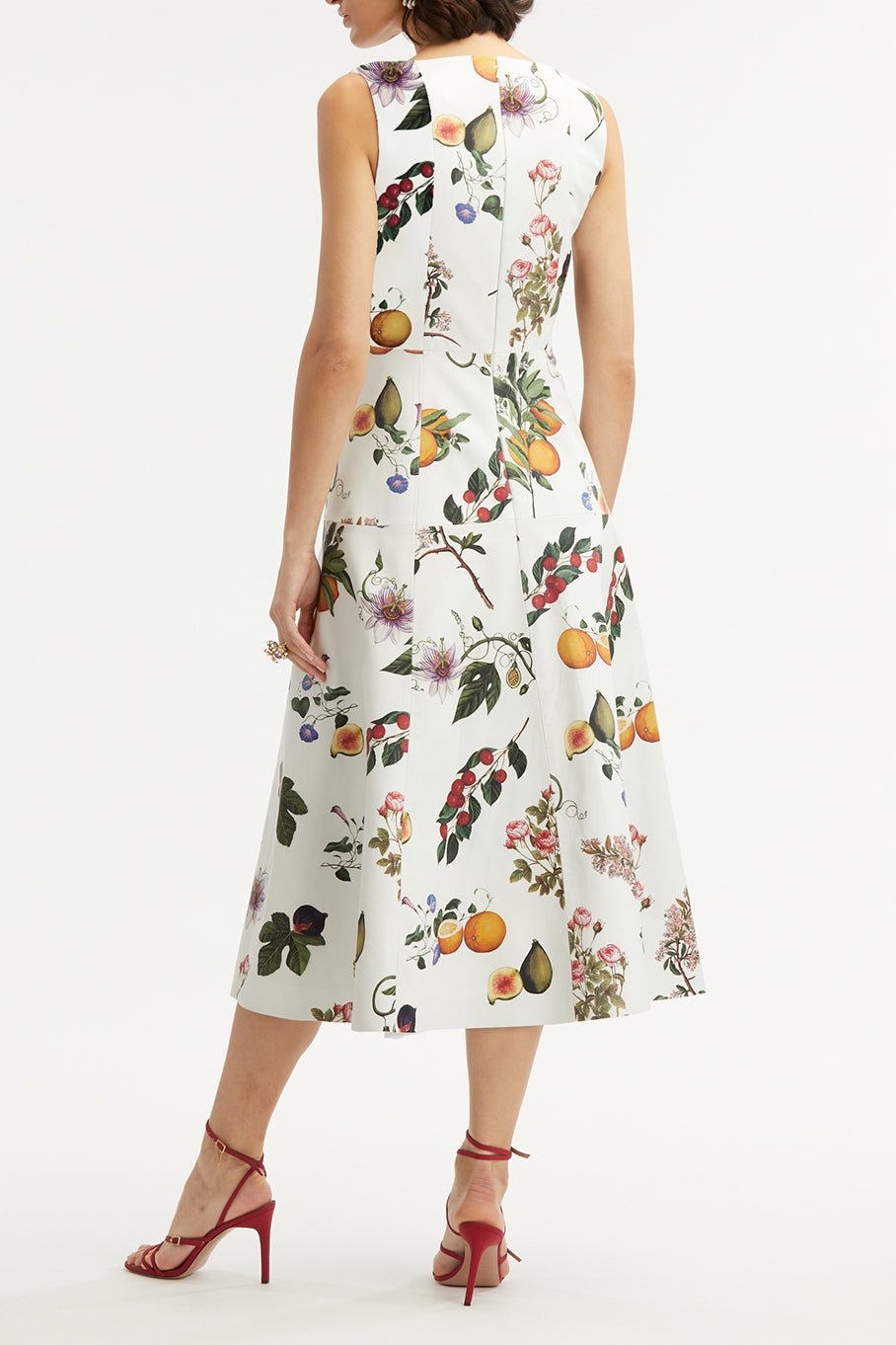 OSCAR DE LA RENTA-Botanical Printed Leather Dress-WHTMULTI