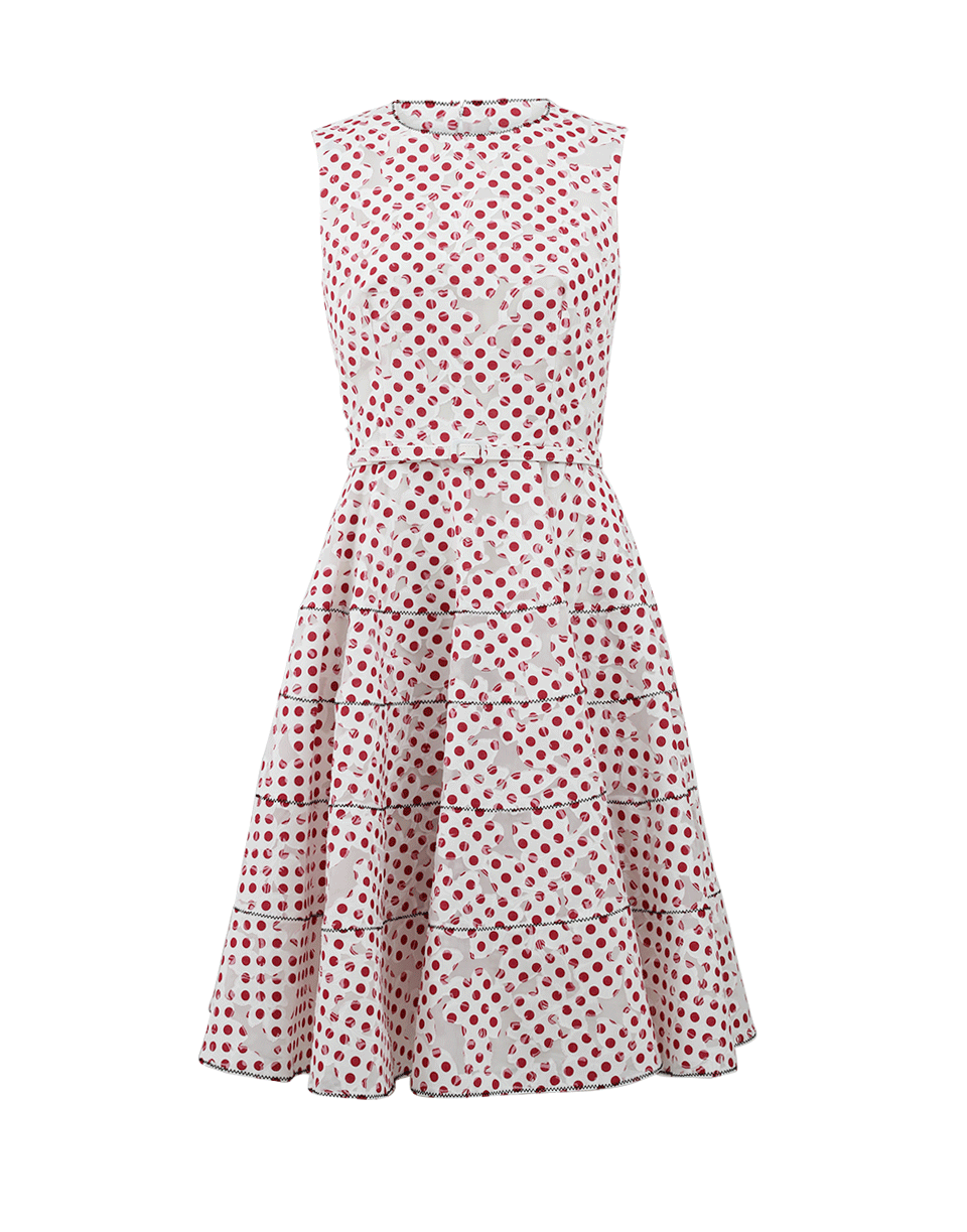 OSCAR DE LA RENTA-Floral Dot Devore Dress-