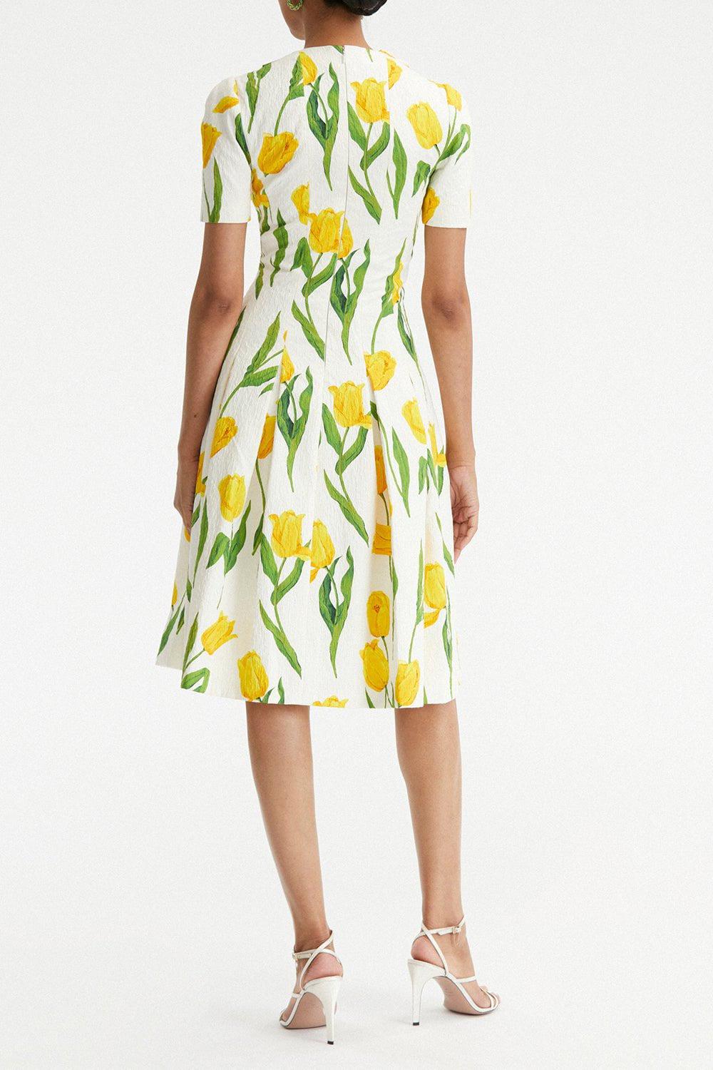 OSCAR DE LA RENTA-Tulip Cloqué Zip-Front Dress-
