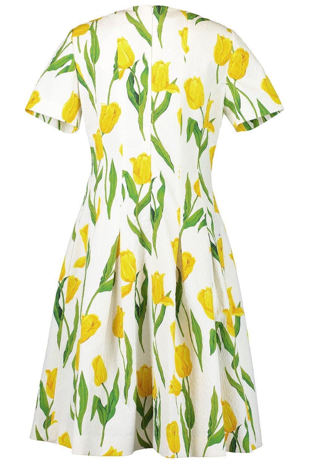 OSCAR DE LA RENTA-Tulip Cloqué Zip-Front Dress-