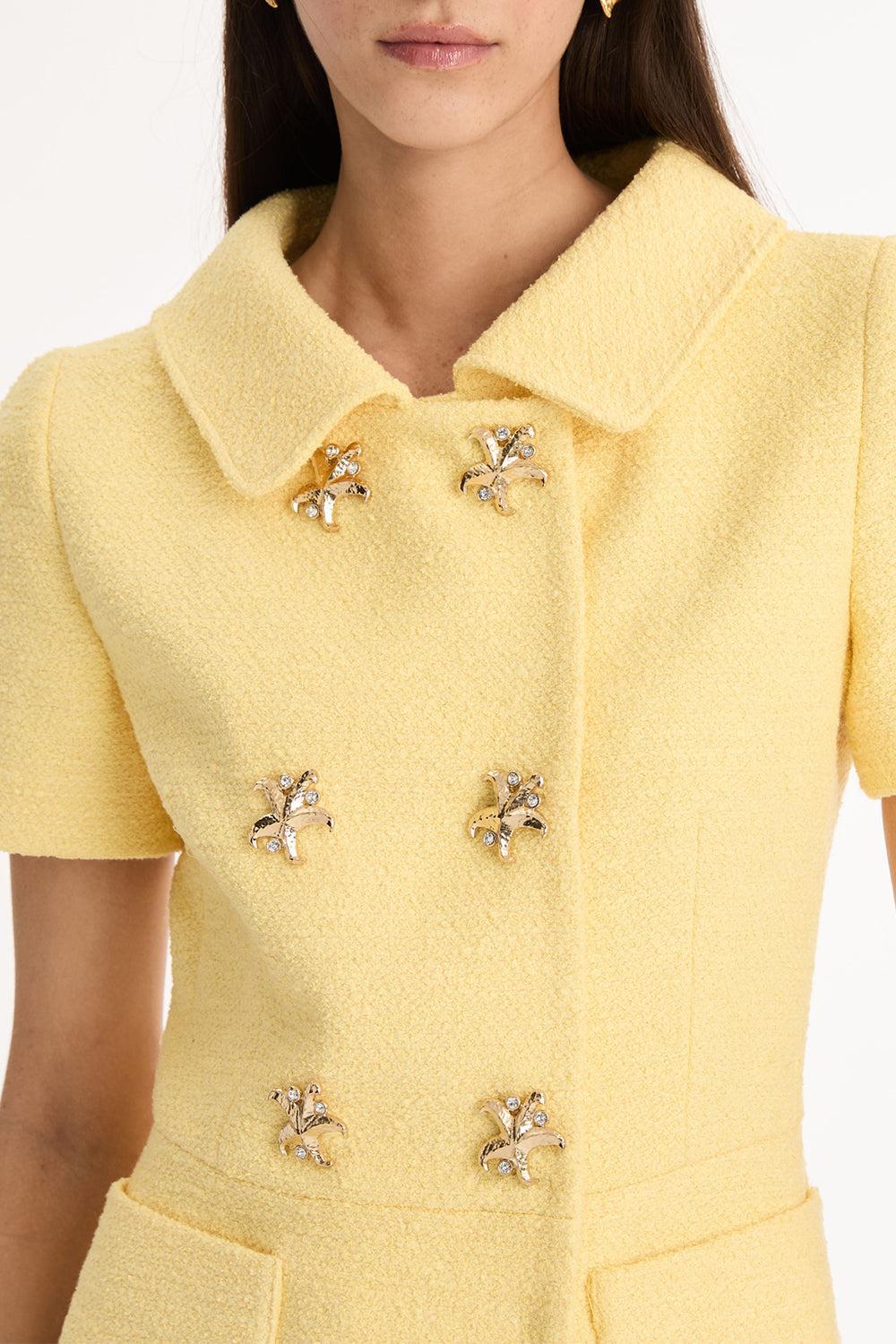 Short Sleeve Collared Button Dress-YELLOW-2-CLOTHINGDRESSCASUAL-OSCAR DE LA RENTA