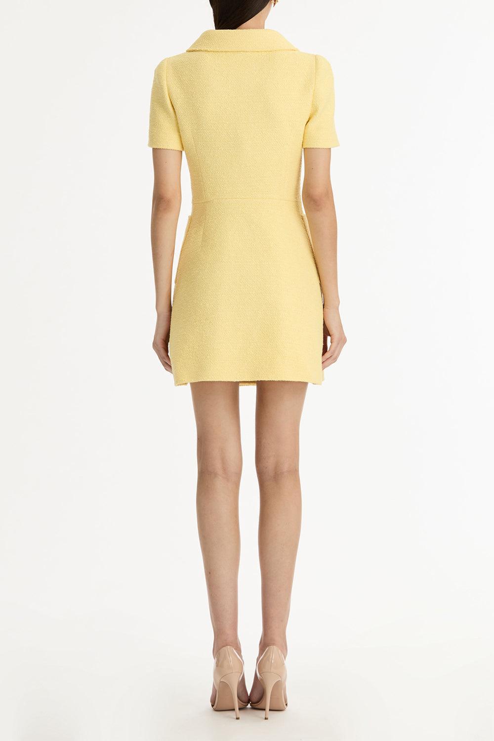 Short Sleeve Collared Button Dress-YELLOW-2-CLOTHINGDRESSCASUAL-OSCAR DE LA RENTA