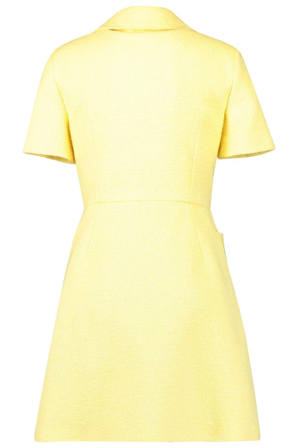 Short Sleeve Collared Button Dress-YELLOW-2-CLOTHINGDRESSCASUAL-OSCAR DE LA RENTA