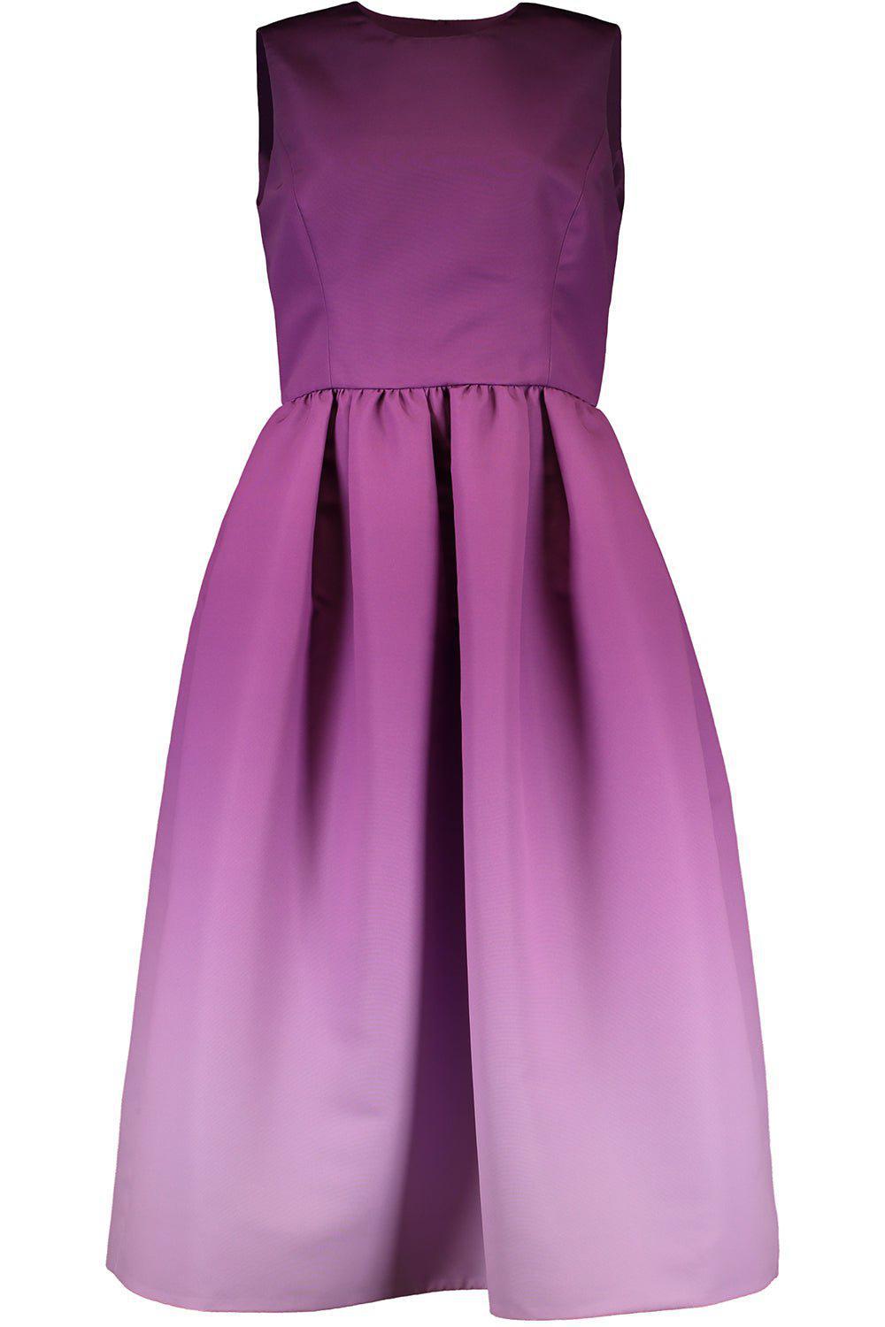 OSCAR DE LA RENTA-Ombre Faille Midi Dress-AMETHYST