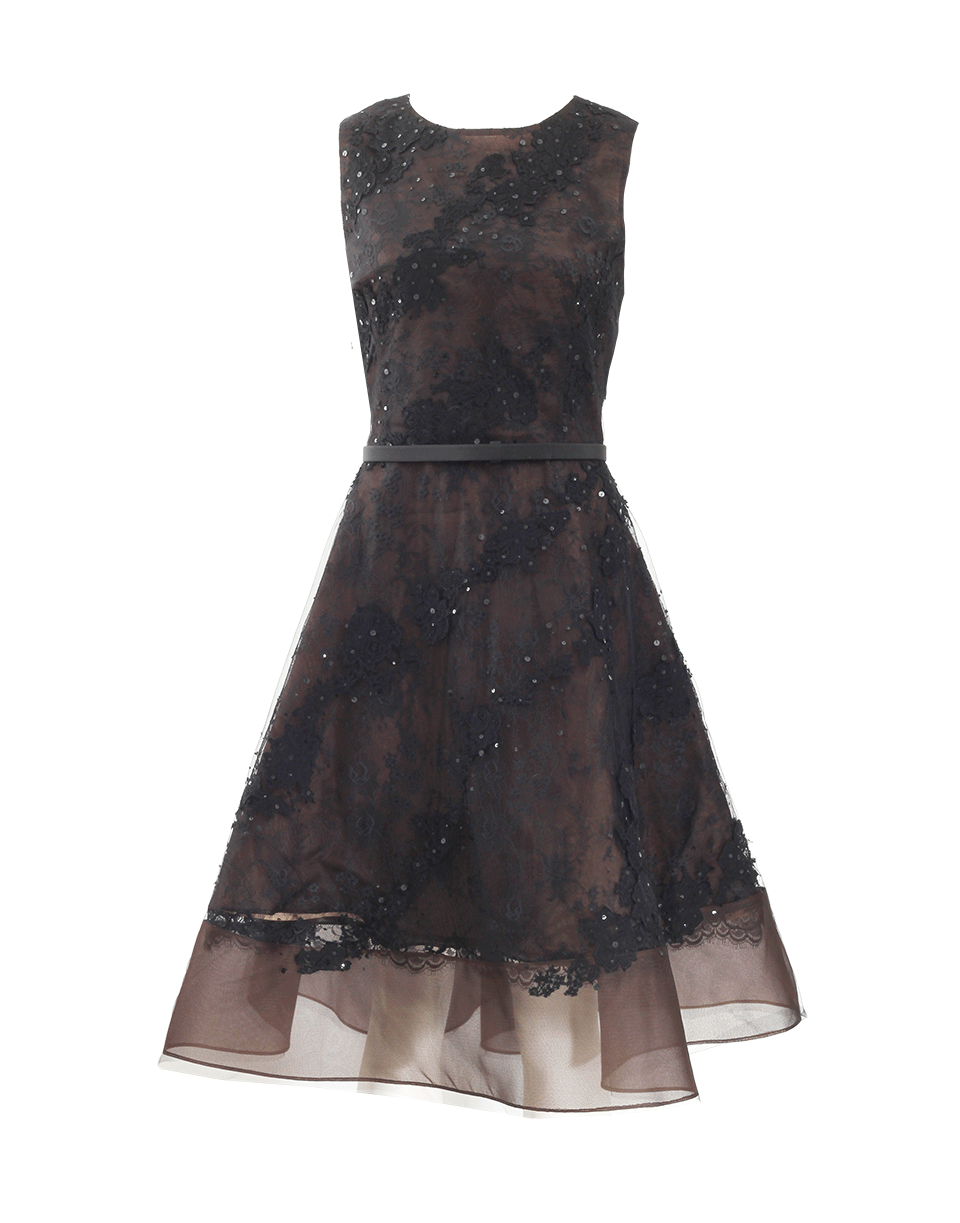 OSCAR DE LA RENTA-Black Lace Cocktail Dress-BLACK