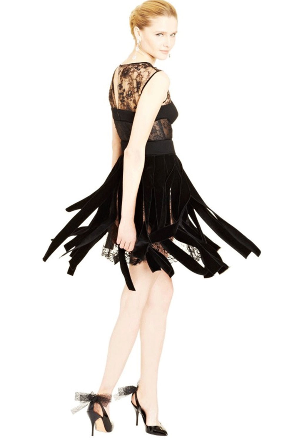 OSCAR DE LA RENTA-Ribbon Skirt Dress-BLACK