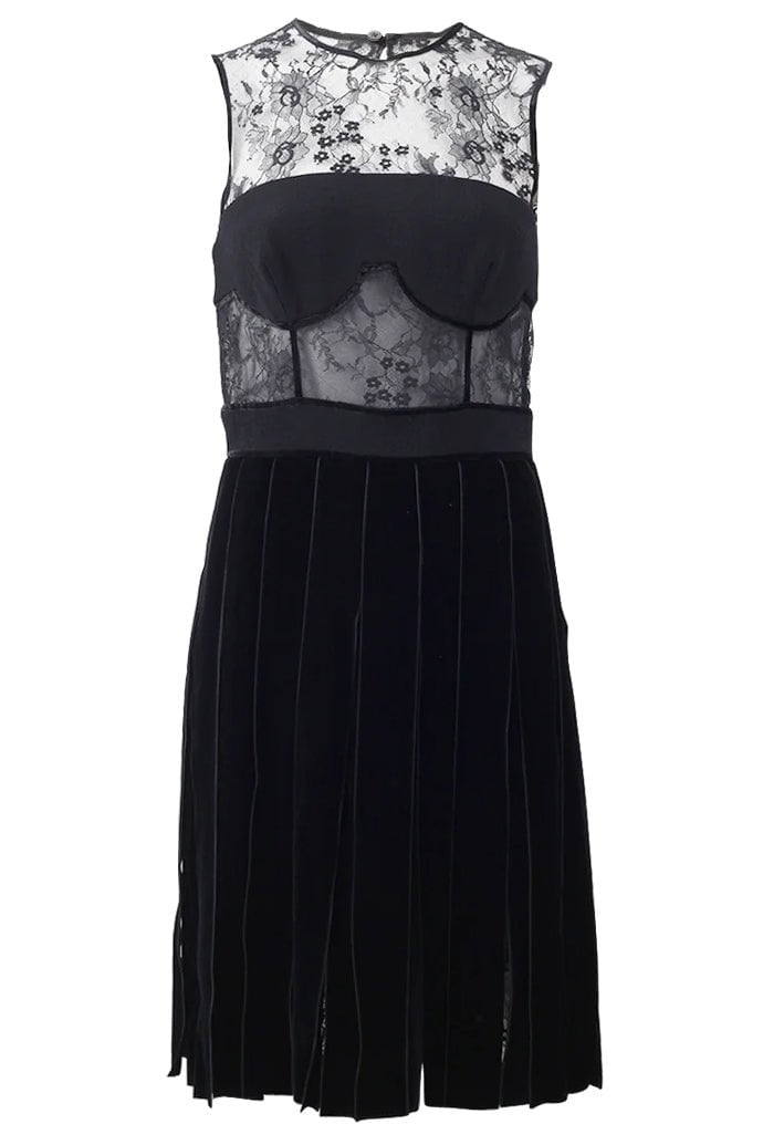 OSCAR DE LA RENTA-Ribbon Skirt Dress-BLACK