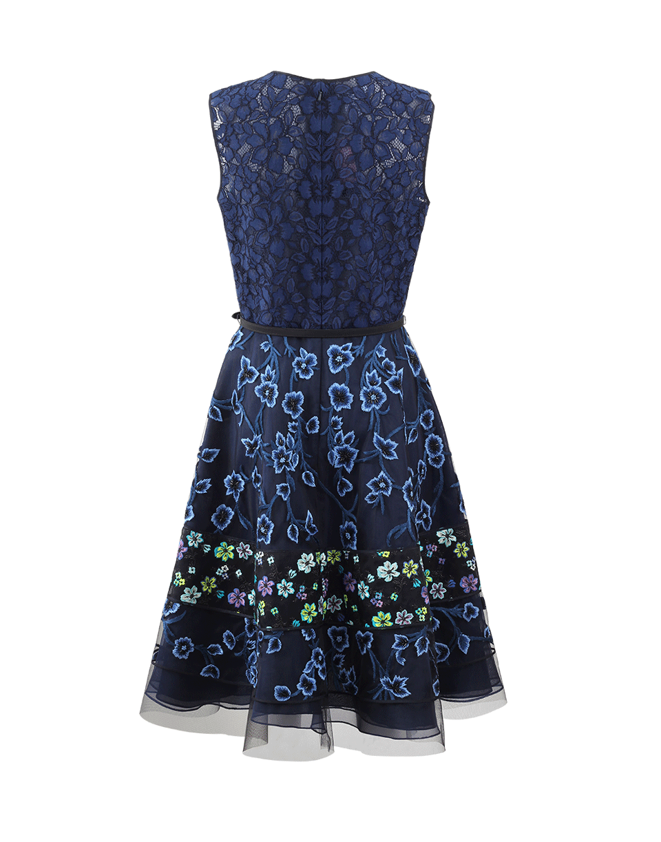 OSCAR DE LA RENTA-Floral Embroidered Dress-BLACK