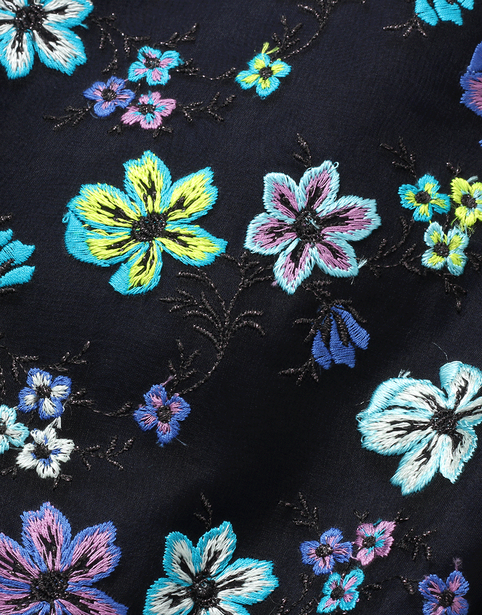 OSCAR DE LA RENTA-Floral Embroidered Dress-BLACK