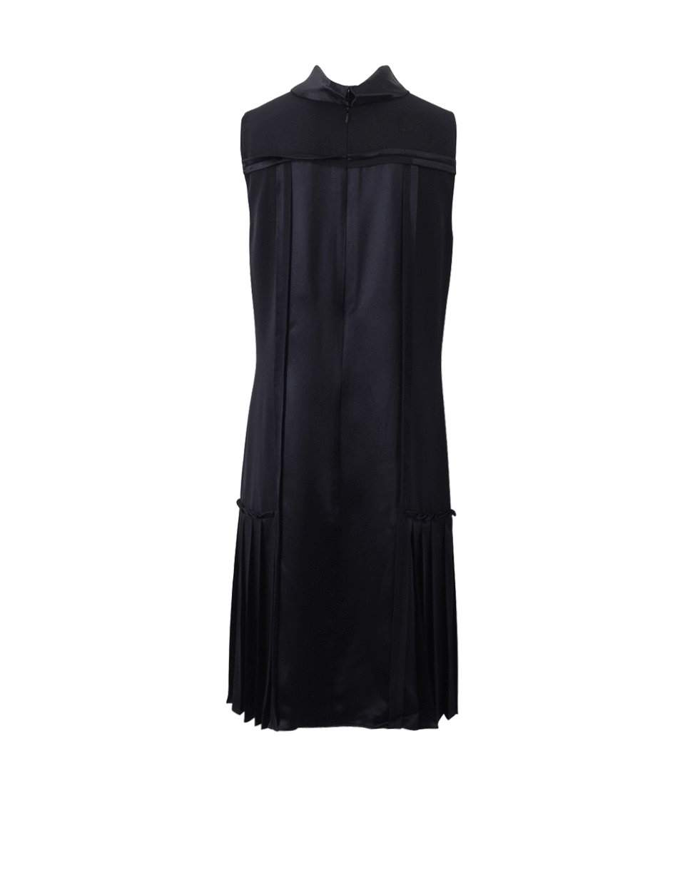 OSCAR DE LA RENTA-Satin Pleated Dress-BLACK