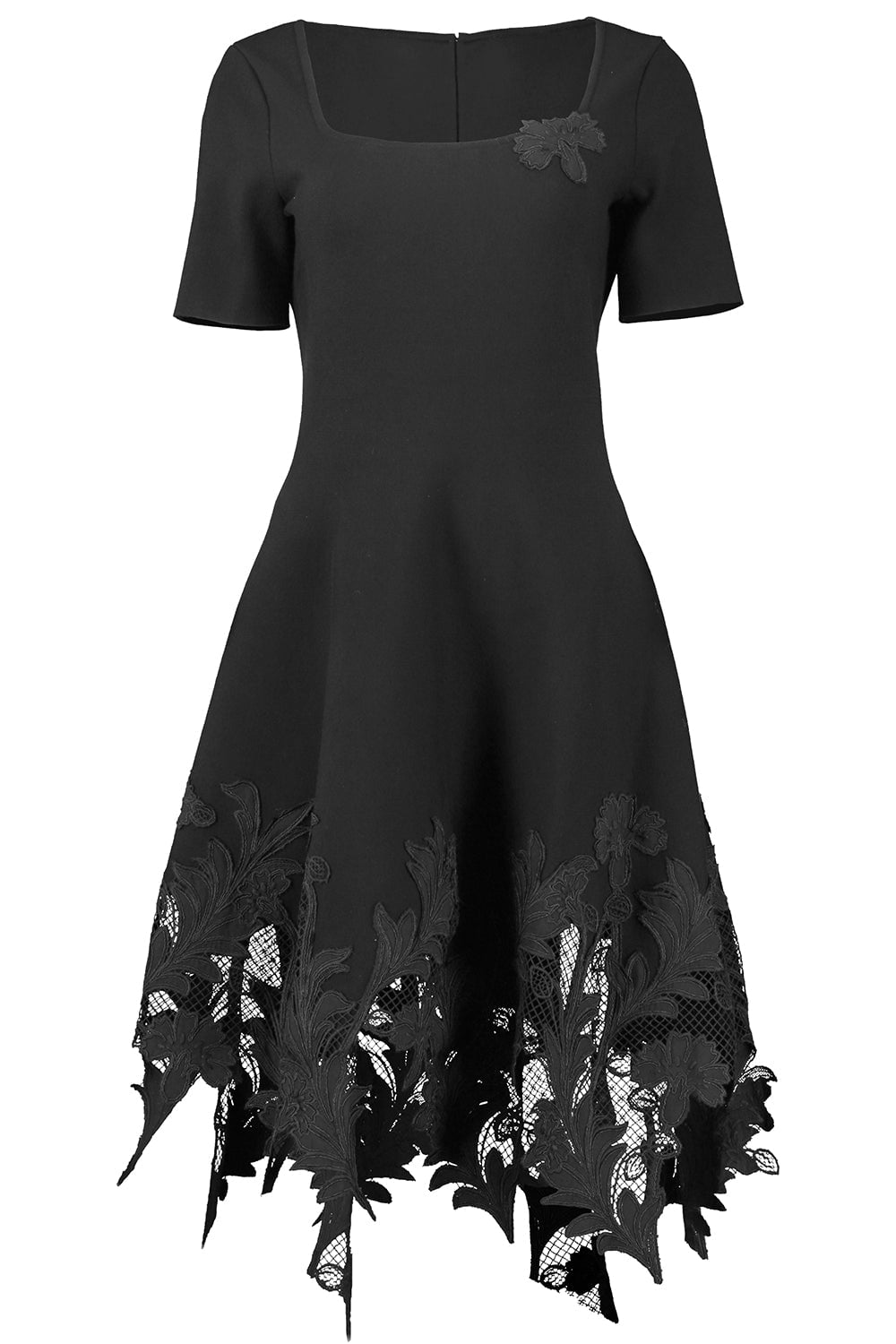 OSCAR DE LA RENTA-Short Sleeve Marbled Carnation Dress-