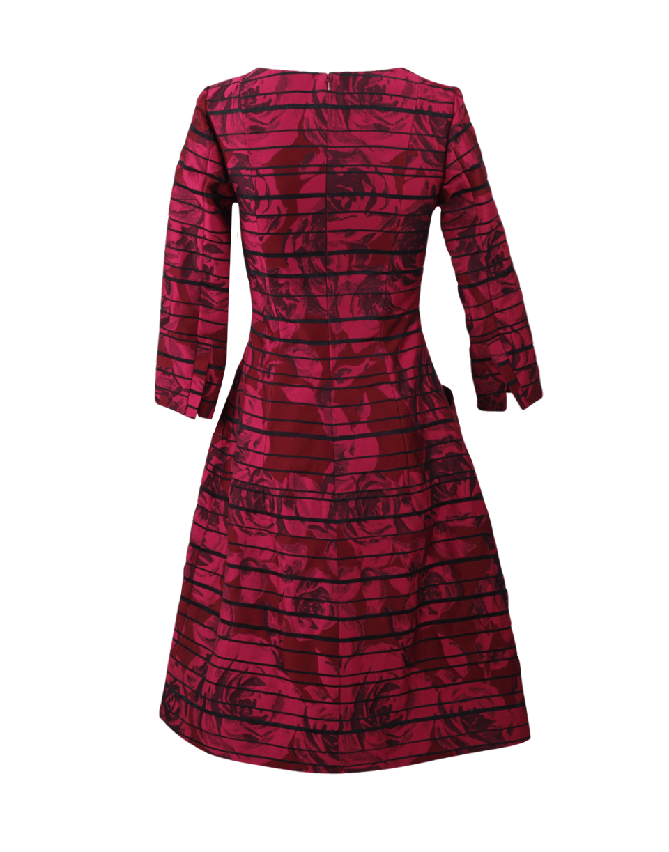 OSCAR DE LA RENTA-Rose Striped Jacquard Dress-