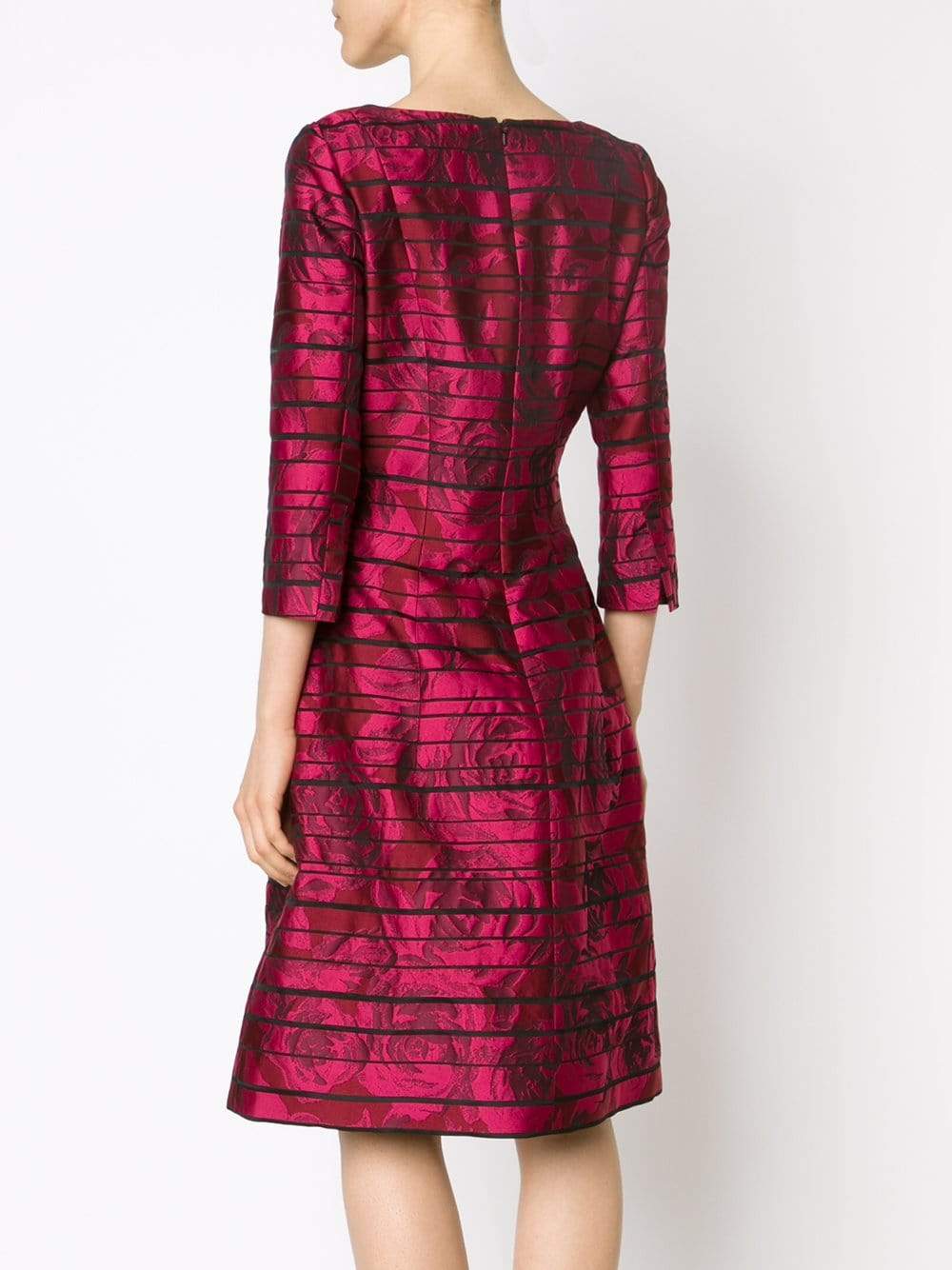 OSCAR DE LA RENTA-Rose Striped Jacquard Dress-