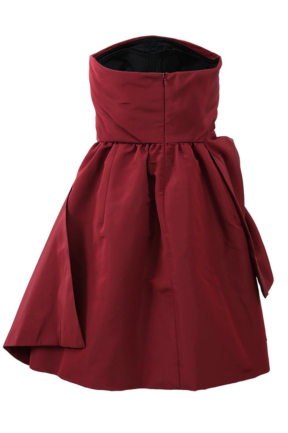 OSCAR DE LA RENTA-Strapless Cocktail Dress-BORDEAUX